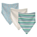 Print Bandana Bib Set of 3 in Spring Sky Pussy Willows, Natural and April Showers Stripe