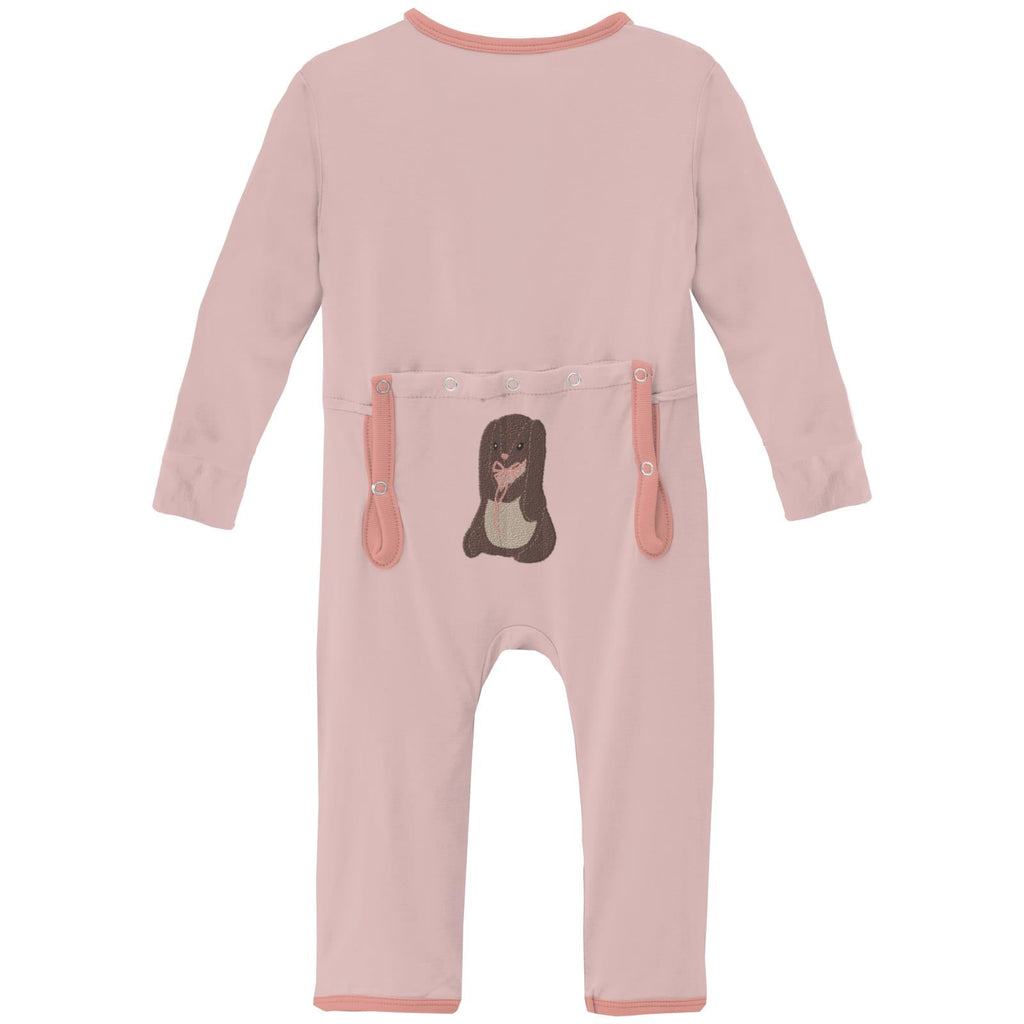 Applique Coverall with 2 Way Zipper in Baby Rose Velveteen