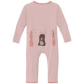 Applique Coverall with 2 Way Zipper in Baby Rose Velveteen