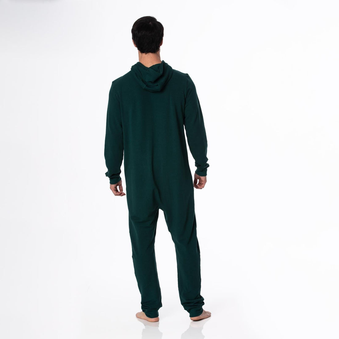 Adult Fleece Jumpsuit with Hood in Pine