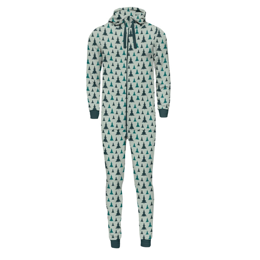 Print Adult Fleece Jumpsuit with Hood in Aloe Trees