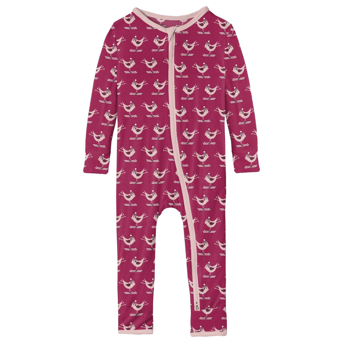 Print Coverall with 2 Way Zipper in Berry Ski Birds