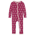 Print Coverall with 2 Way Zipper in Berry Ski Birds