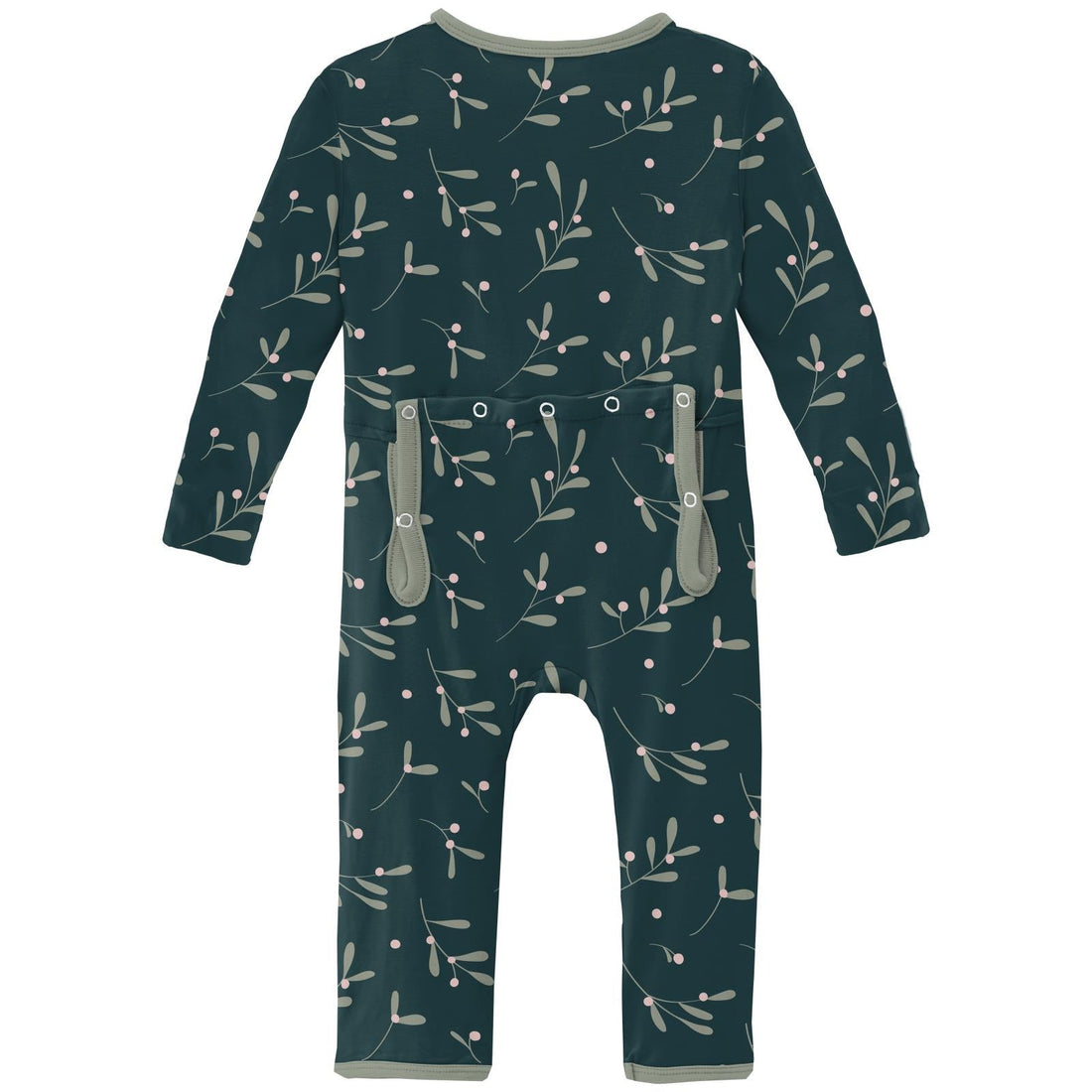 Print Coverall with 2 Way Zipper in Pine Mistletoe