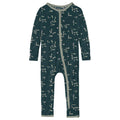 Print Coverall with 2 Way Zipper in Pine Mistletoe