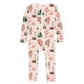 Print Coverall with 2 Way Zipper in Latte Camping Animals