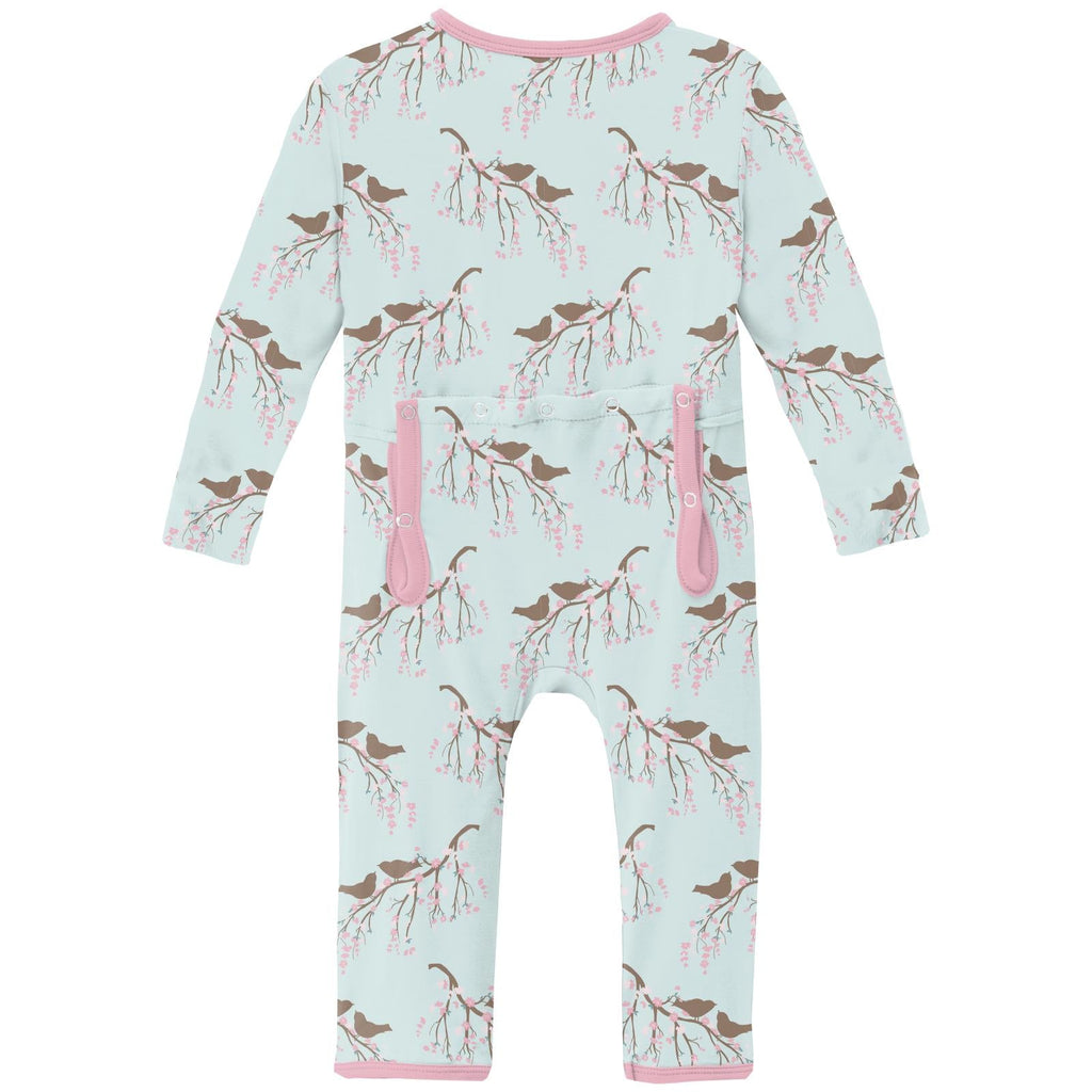 Print Coverall with Snaps in Fresh Air Bird Branch