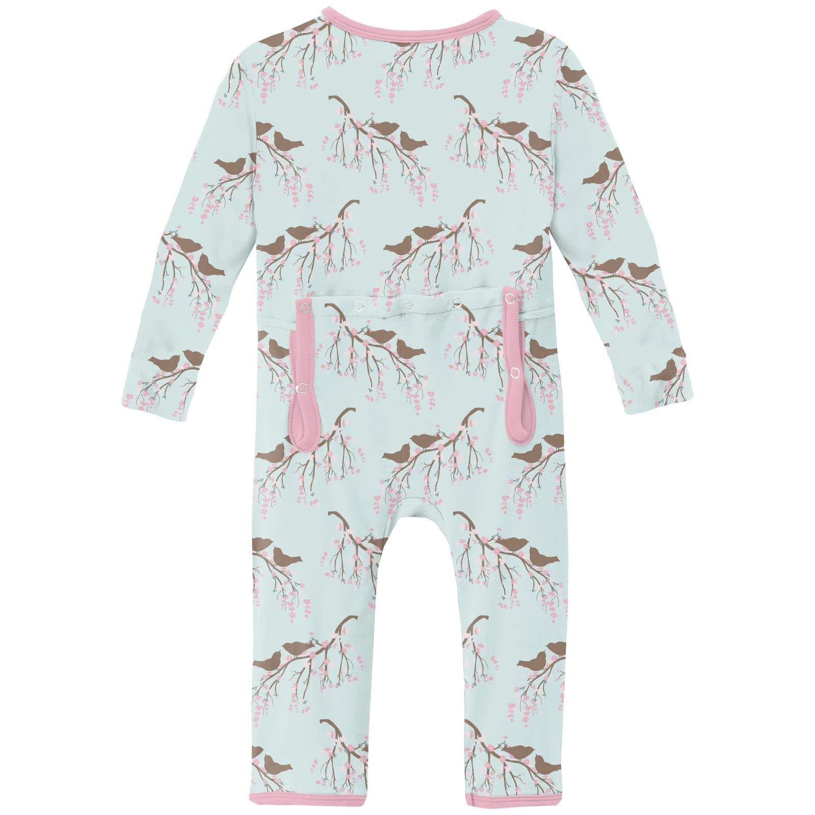 Print Coverall with Snaps in Fresh Air Bird Branch