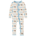 Print Coverall with 2 Way Zipper in Natural Lake Life