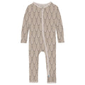 Print Coverall with 2 Way Zipper in Owl Feathers