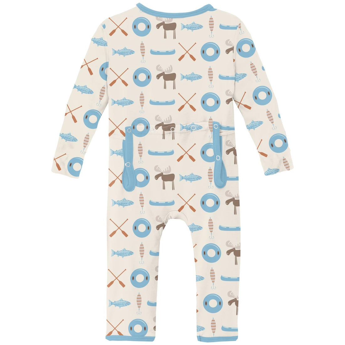 Print Coverall with 2 Way Zipper in Natural Lake Life