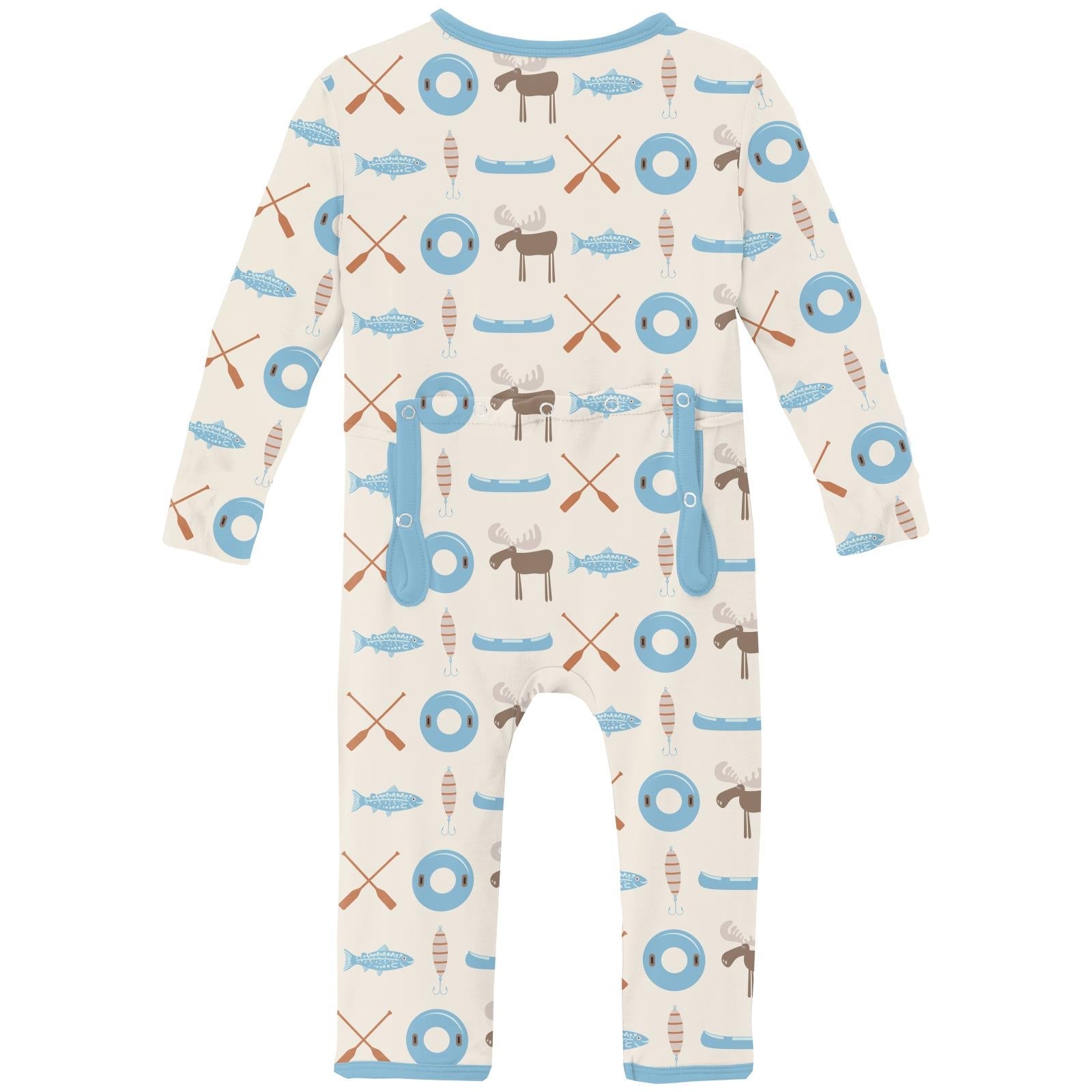 Print Coverall with 2 Way Zipper in Natural Lake Life