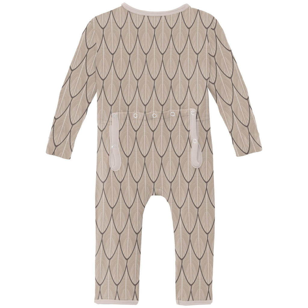 Print Coverall with 2 Way Zipper in Owl Feathers