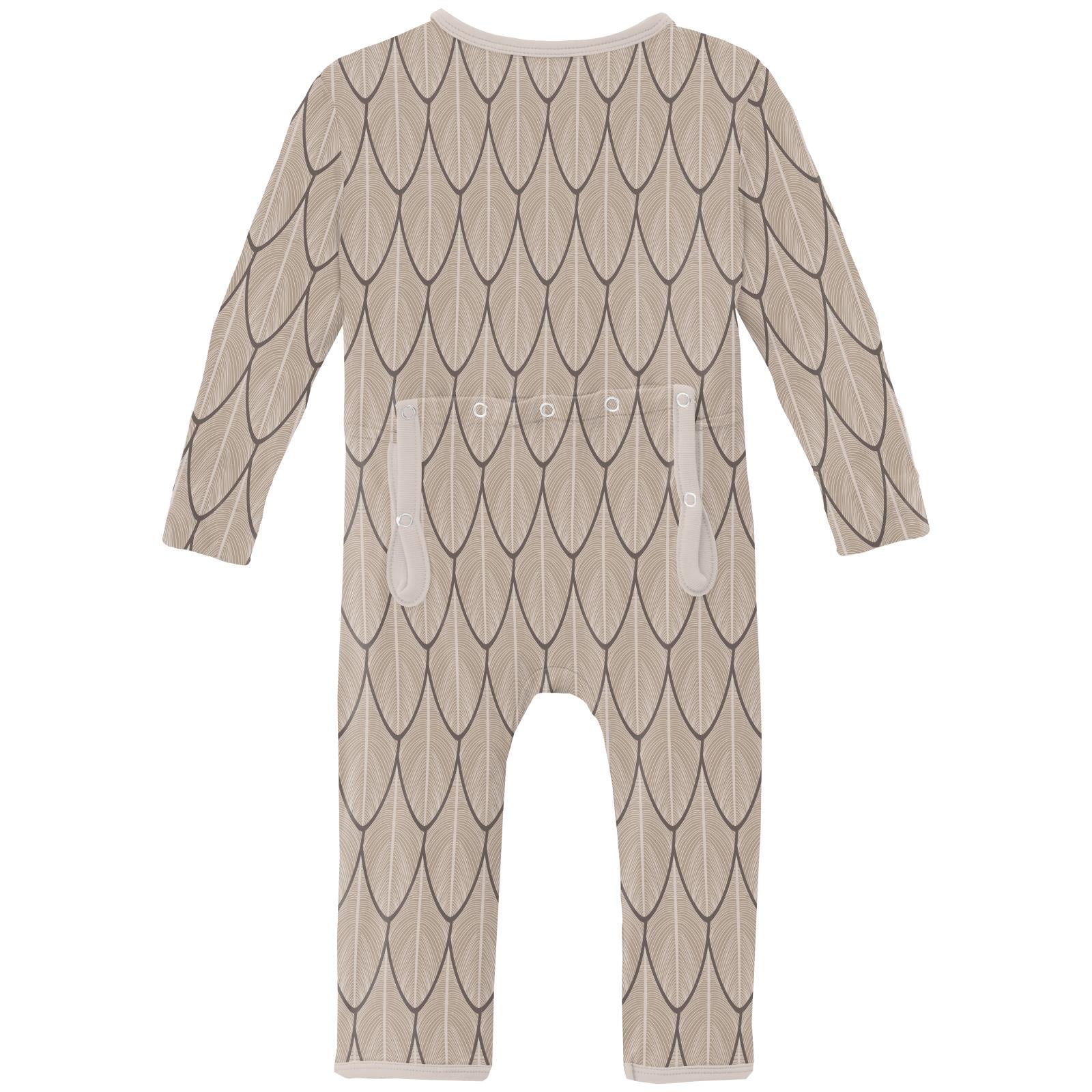 Print Coverall with 2 Way Zipper in Owl Feathers