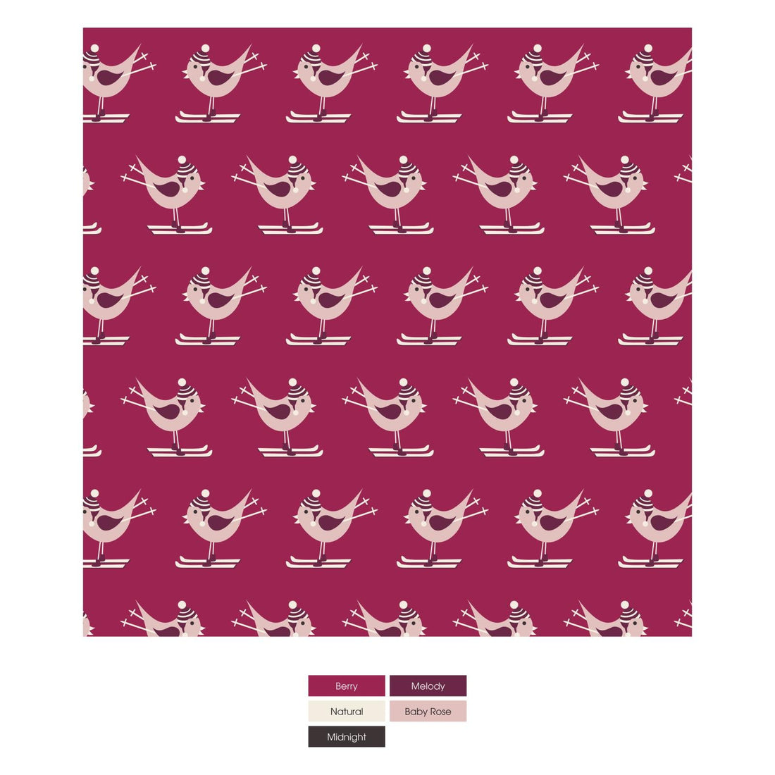Print Coverall with 2 Way Zipper in Berry Ski Birds