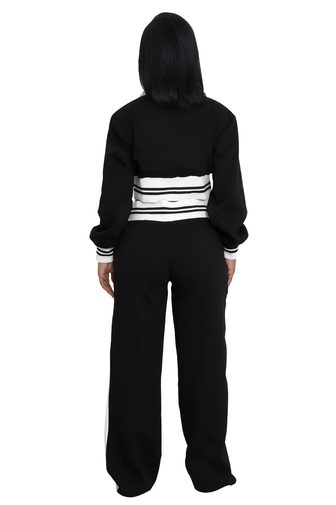 Women's Knit Two Piece Pant Set | Crop Top & Wide Leg