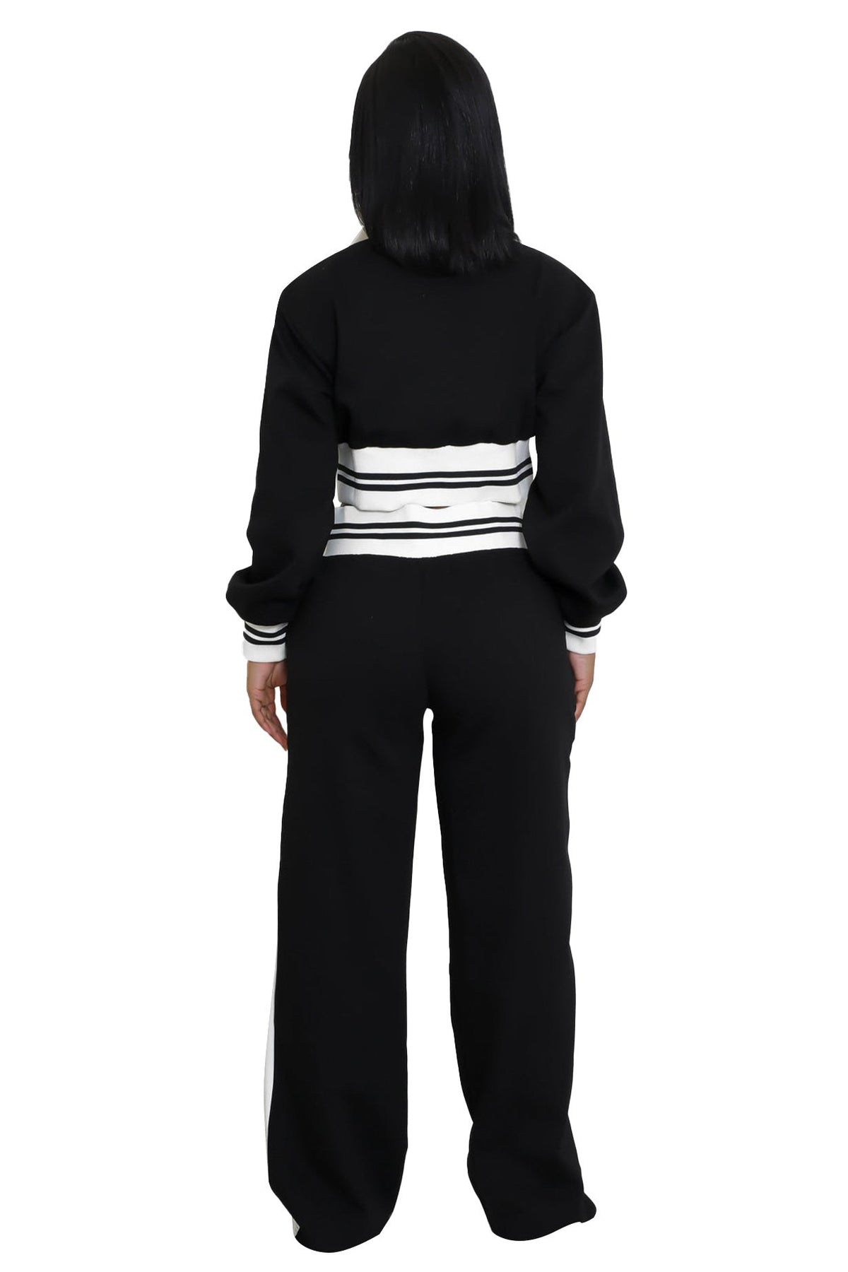 Women's Knit Two Piece Pant Set | Crop Top & Wide Leg