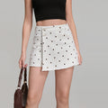 Pure Sweet Spicy Faux Two Piece Polka Dot Pantskirt Women Summer Exposure Proof Skirt A line White Hip Skirt