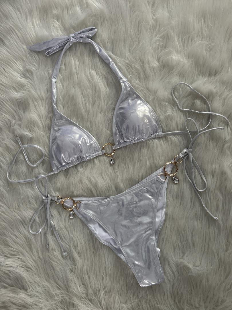 Crystal Embellished Halter Bikini - Sexy Modern Beach Swimsuit