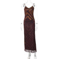 Women Clothing Summer Printed Sexy V Neck Backless Slim Fit Sling Dress Women