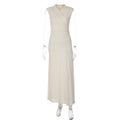 French V neck Solid Color Maxi Dress Summer Waist Slimming Draping Effect Maxi Dress