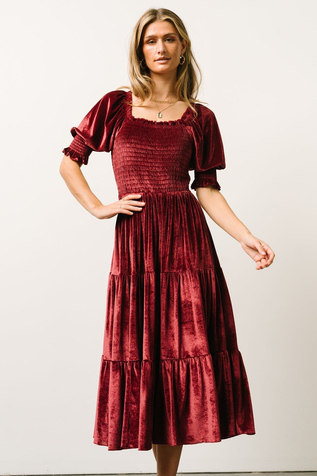 Spring Summer Gold Velvet Square Collar Ruffles High Waist Tight Office Dress
