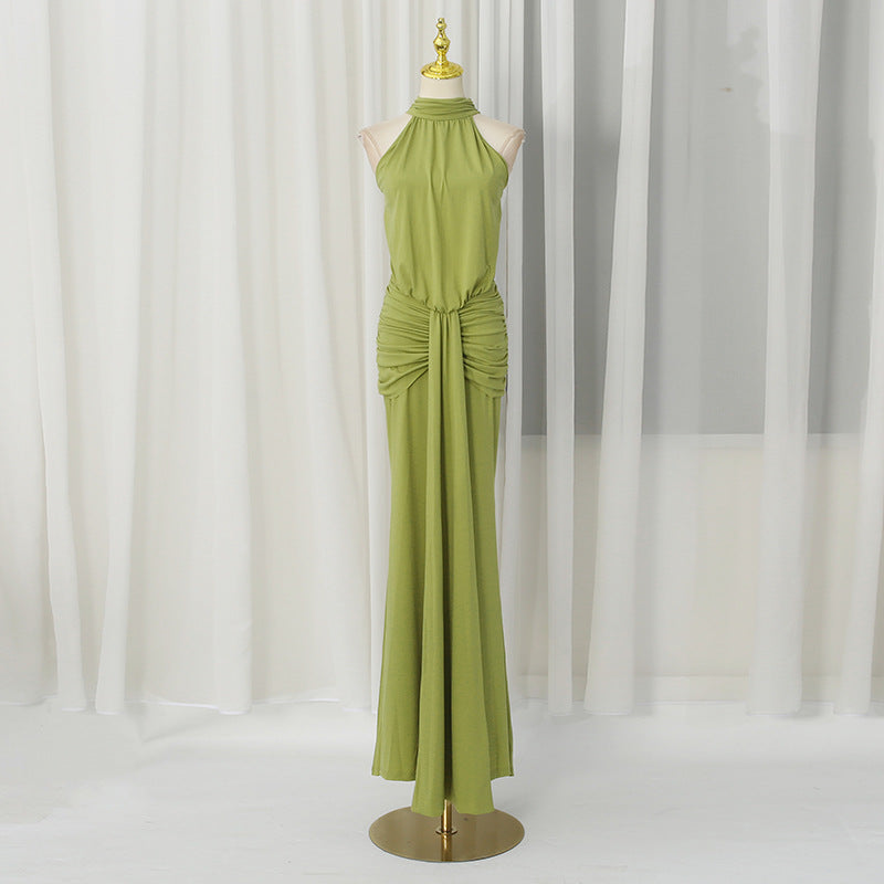 Summer High Neck Sleeveless Backless Sheath Dress for Women