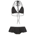 Women Clothing Vacation Swimsuit Sexy Sexy Polka Dot Print Tied Lotus Leaf Split Bikini Two Piece Sets