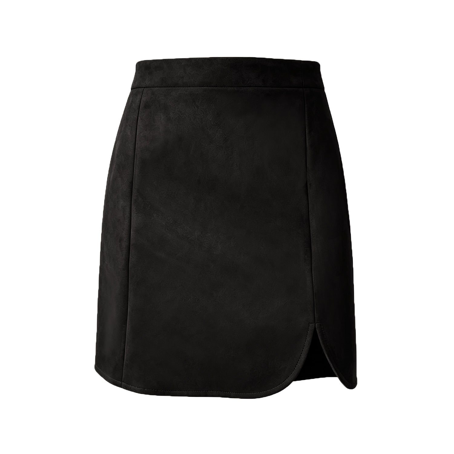 Autumn Winter Women Clothing Suede Skirt High Waist Zipper Solid Color Sheath Split Skirt