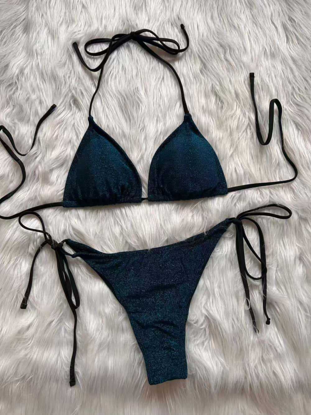 Sexy Backless Halter Lace-Up Bikini Split Swimsuit for Summer