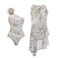 Swimsuit One Shoulder Alluring Vacation Swimsuit Set For Women Wrap Skirt