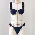 Ruched Backless Low-Waist Bikini Set Color Block Swimsuit