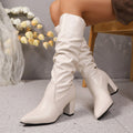 Pointed Pleated-Sleeve High Heel Fashion Boots