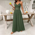 Ethnic Vacation Sling Solid Color Lace Backless Dress