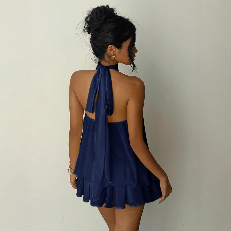 Elegant Slim Fit Sexy Backless Halter Waist Tight Jumpsuit Women