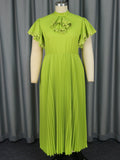 Fashionable Elegant Green A Line Party Cocktail High Waist Pleated Formal Dress