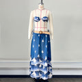 Printed Three-Piece Bikini Set with Tube Top and Banded Skirt