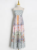 Elegant Casual Design Print Strap Slim High Waist Slimming Maxi Dress Women Clothing