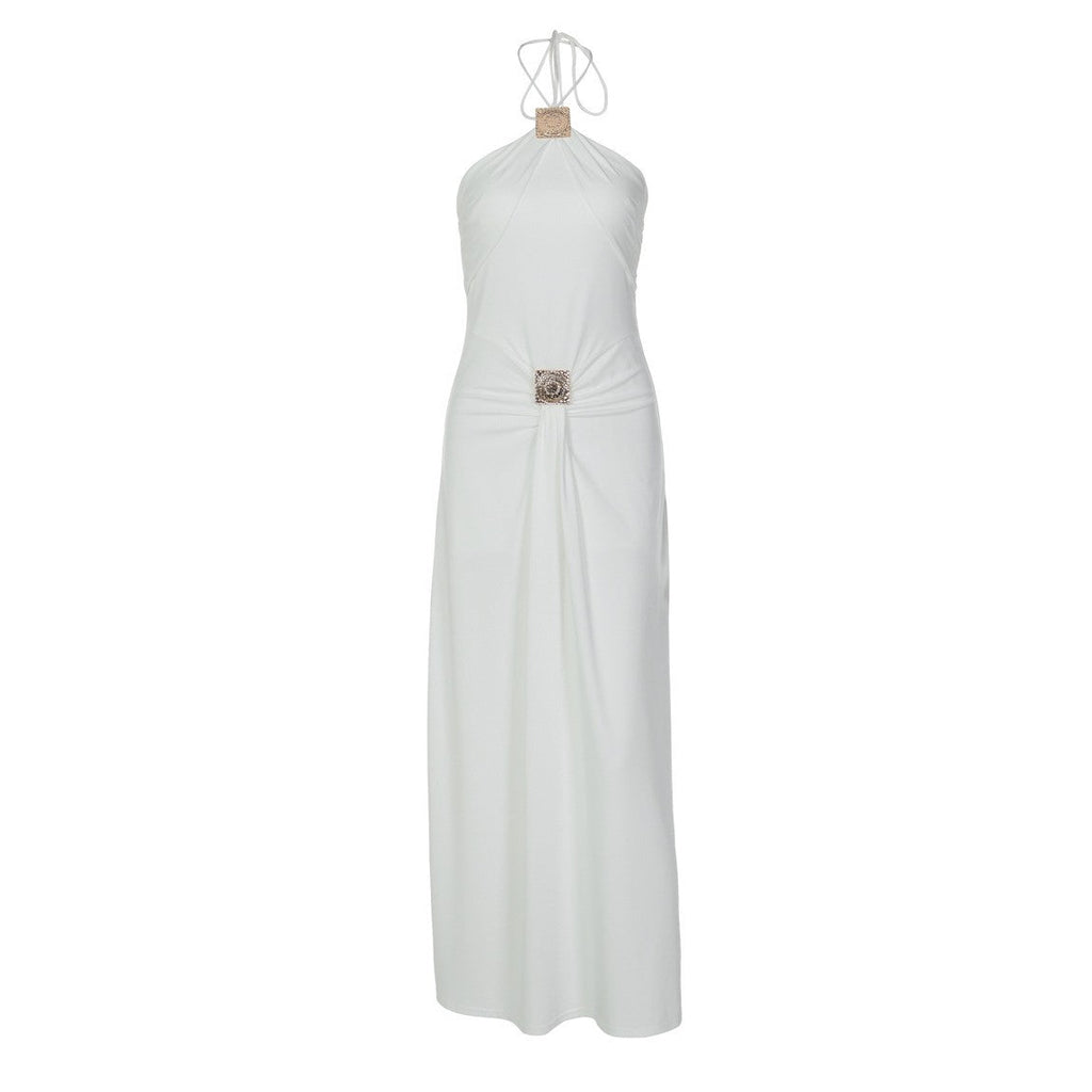 Women Clothing Spring Summer Sexy Waist Trimming Back Hollow Out Cutout out Tied Dress Women