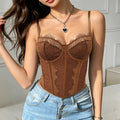 Sexy See through Lace Bra Top French Jacquard Outer Wear Sexy Boning Corset Vest