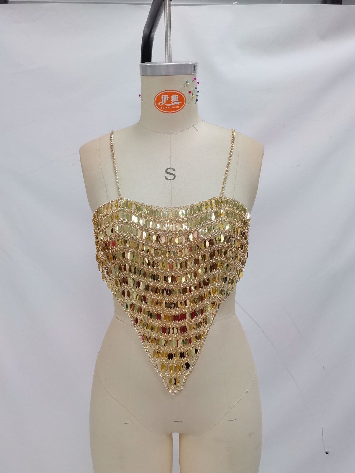 Women Clothing Sexy Love Sequin Tube Top Lace up Top Strap Sexy