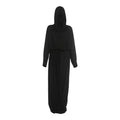 Summer Women Clothing Solid Color Idle Hooded Long Sleeve Top Pleated Loose Maxi Skirt Set