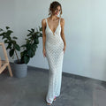 Sexy Cutout Maxi Beach Dress Sleeveless Boho Vacation Cover-Up
