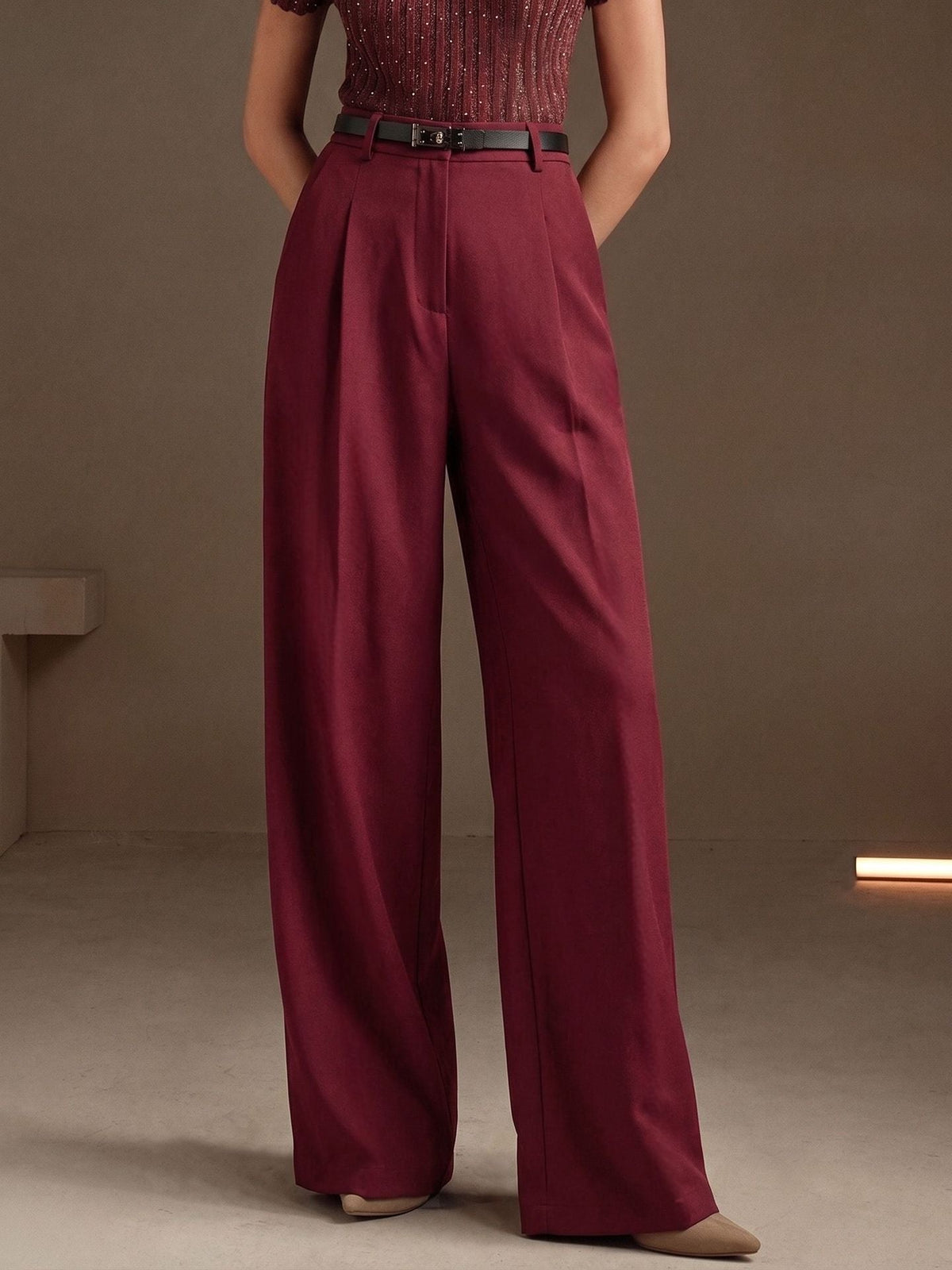 Summer Office Straight Old Money High Waist Drooping Casual Work Pant High Sense Wide Leg Slimming Women Pants（No Belt）