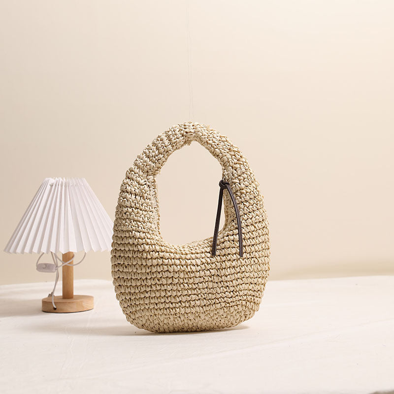 Woven Straw Handbag with Tassel Detail for Beach and Vacation - Image 3