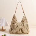 Woven Hollow Out Shoulder Bag Large Capacity Summer Beach Tote - Image 2
