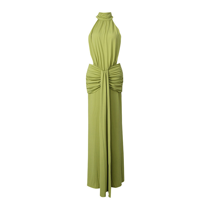 Summer High Neck Sleeveless Backless Sheath Dress for Women