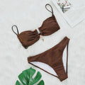 Women's Textured Two-Piece Bikini with Ring Detail and Tie Sides