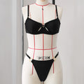 Pure Black Sexy Poly from Ear to Ear Special Shape Air Bikini Split Swimsuit Women