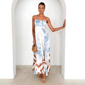 Summer Printed Backless Sexy Suspenders Large Swing High Waist Dress Women